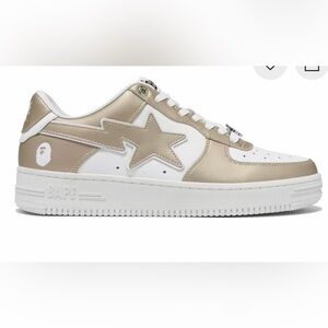 Men's White and Tan Sneakers